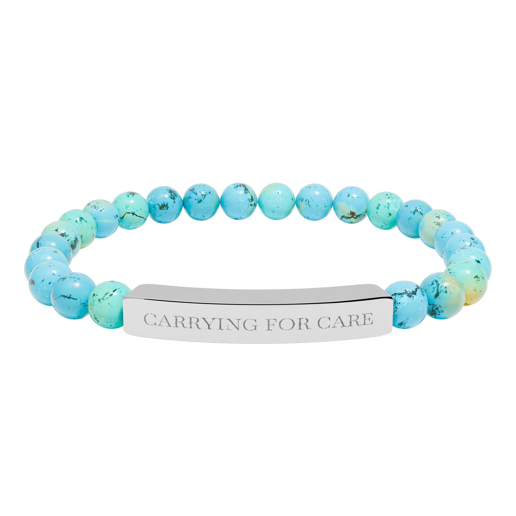 Engraved Natural Stone Stretch Bar Bracelet