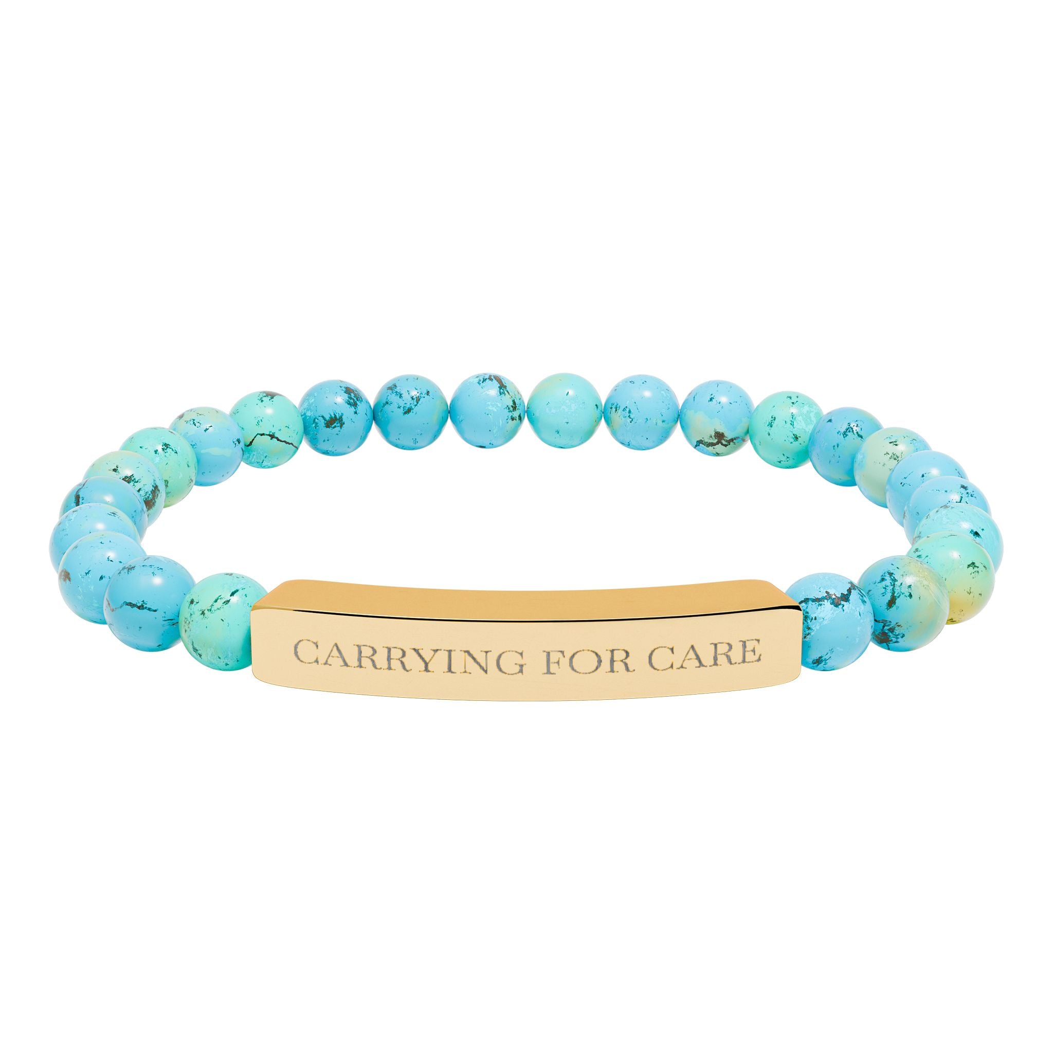 Engraved Natural Stone Stretch Bar Bracelet