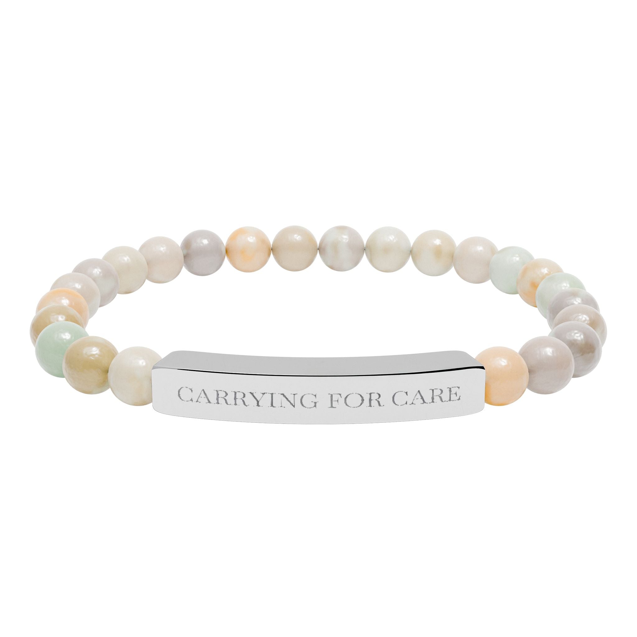 Engraved Natural Stone Stretch Bar Bracelet
