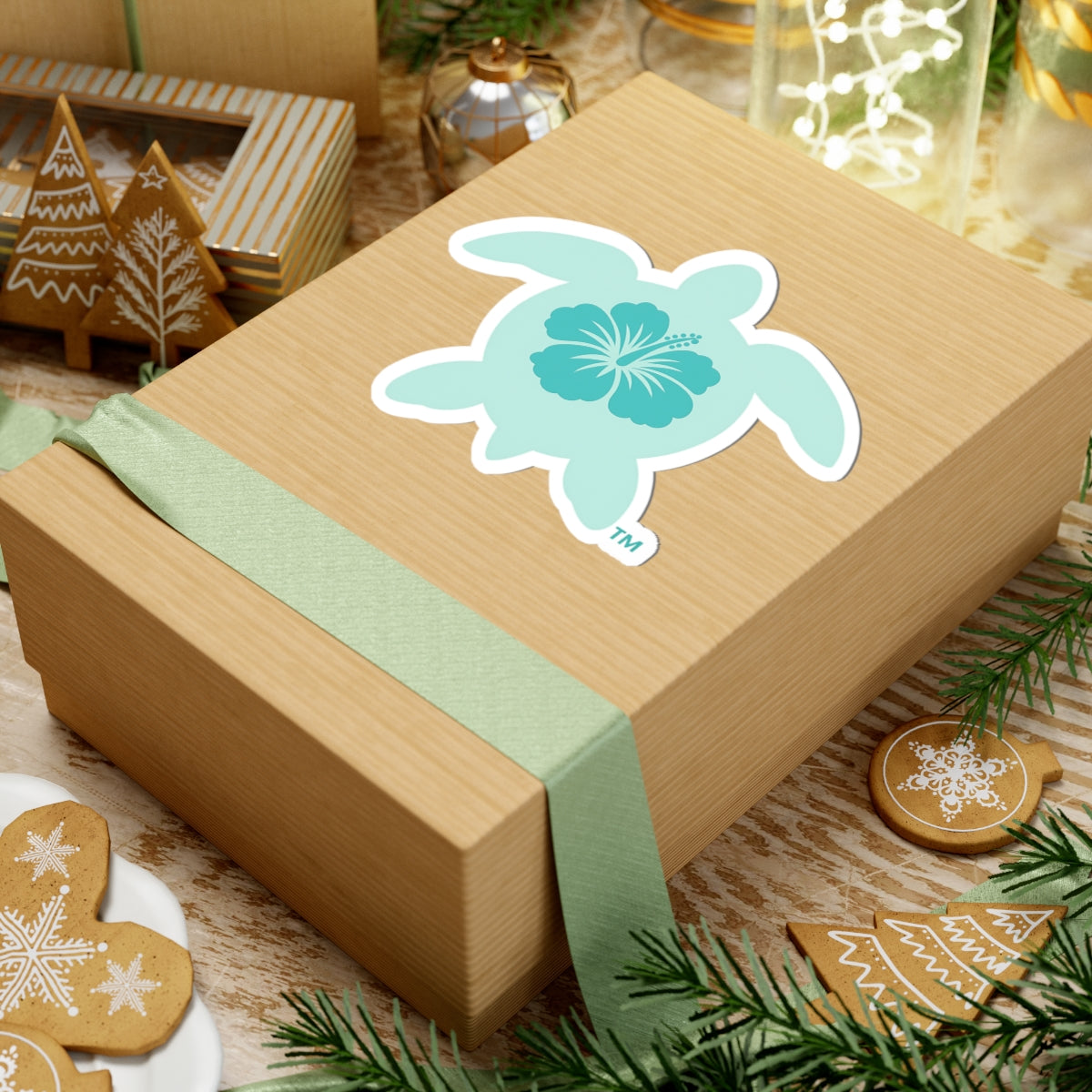 Sea Turtle Hibiscus Sticker