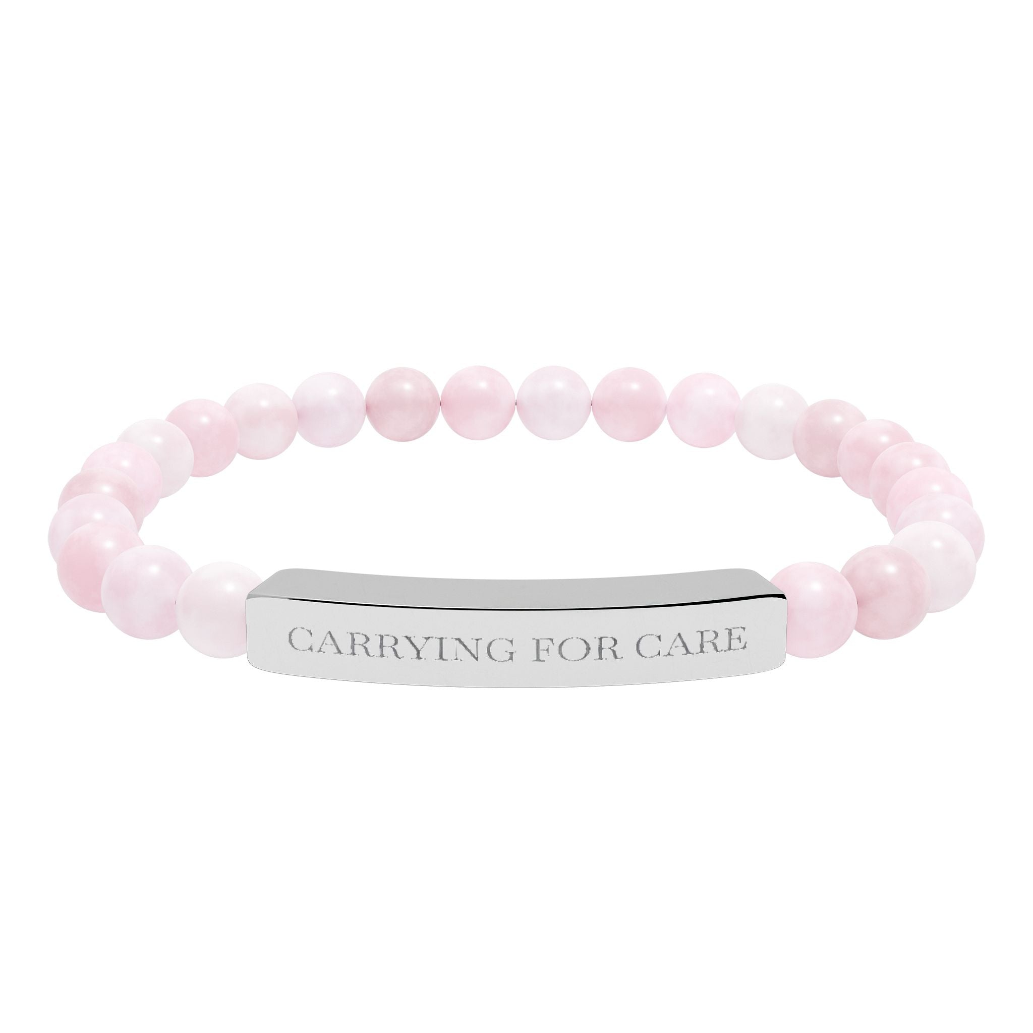 Engraved Natural Stone Stretch Bar Bracelet