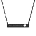 "She Empowers" Engraved Cutout Heart Bar Necklace