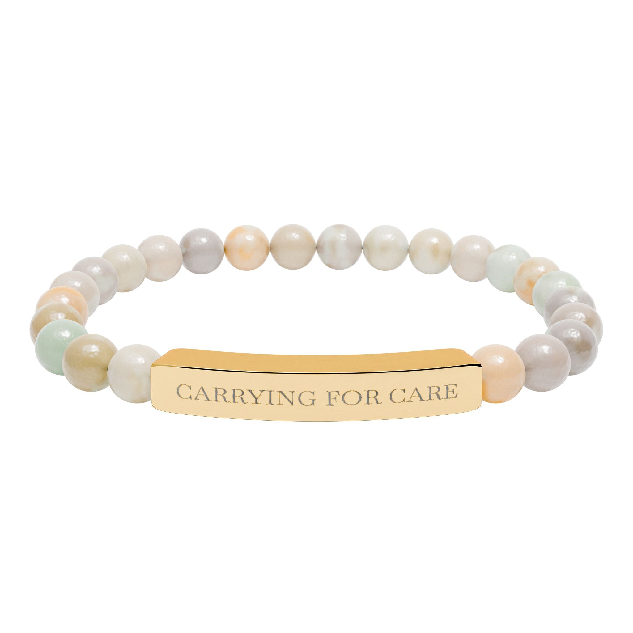 Engraved Natural Stone Stretch Bar Bracelet